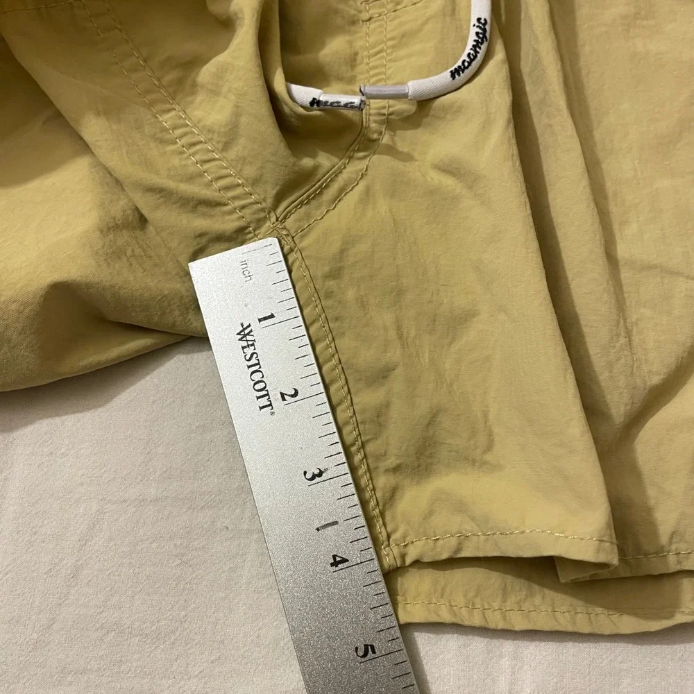 MAMMGIC Mens S/M Khaki Swim Trunks‎ Elastic Waist Drawstring Mesh Lined